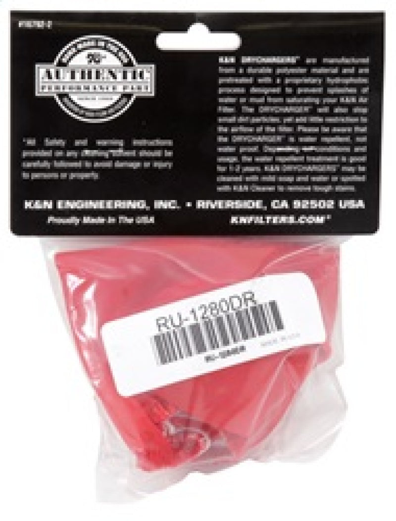 K&N Drycharger Air Filter Wrap - Round Straight - Red Closed Top 3in Inside Dia x 4in Height K&N Engineering