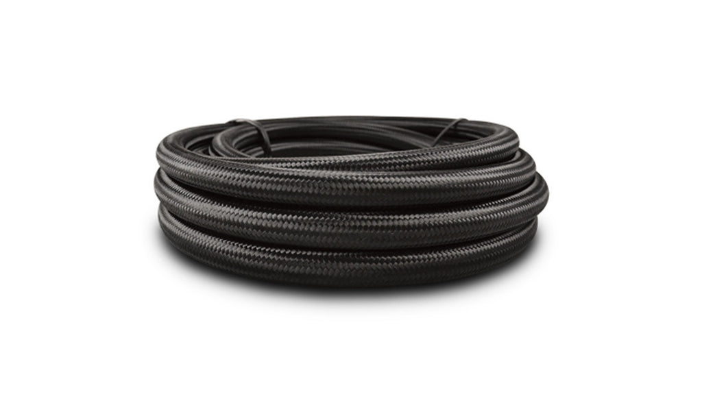 Vibrant -4 AN Black Nylon Braided Flex Hose w/ PTFE liner (20FT long)