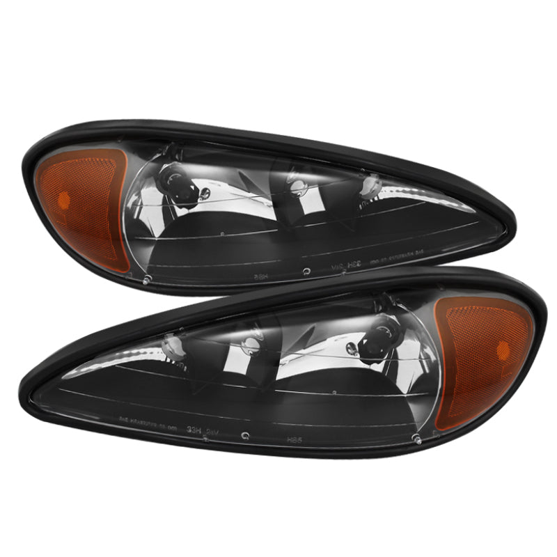 Xtune Pontiac Grand Am 99-05 Crystal Headlights Black HD-JH-PGAM99-AM-BK SPYDER