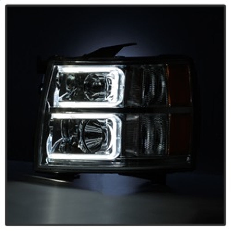 Xtune Chevy Silverado 1500/2500/3500 07-13 Halo Projector Headlights Chrome PRO-JH-CS07-LED-C SPYDER