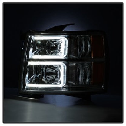 Xtune Chevy Silverado 1500/2500/3500 07-13 Halo Projector Headlights Chrome PRO-JH-CS07-LED-C SPYDER