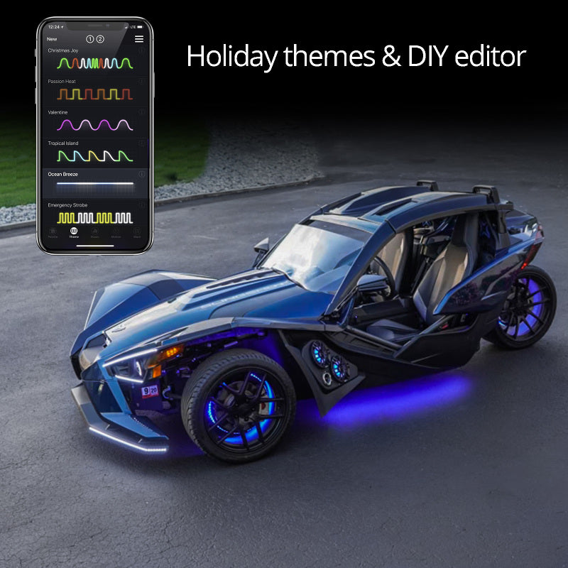 XK Glow LED Underglow Light Kit for Polaris Slingshot XKCHROME Smartphone App Controller (Standard)