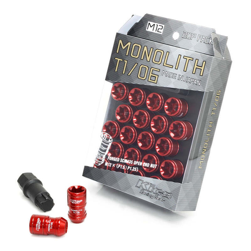 Project Kics 12x1.50 Monolith T1/06 Lug Nut Set - Red (20 Pcs)