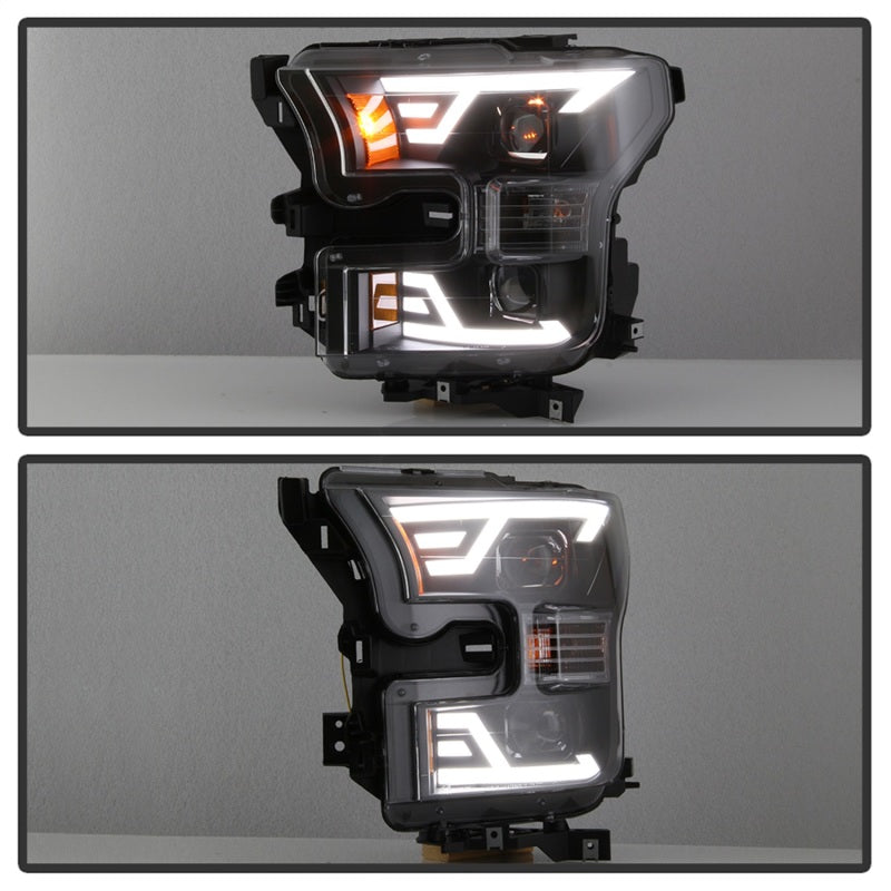 xTune 15-17 Ford F-150 DRL LED Light Bar Projector Headlights - Black (PRO-JH-FF15015-LB-BK) SPYDER
