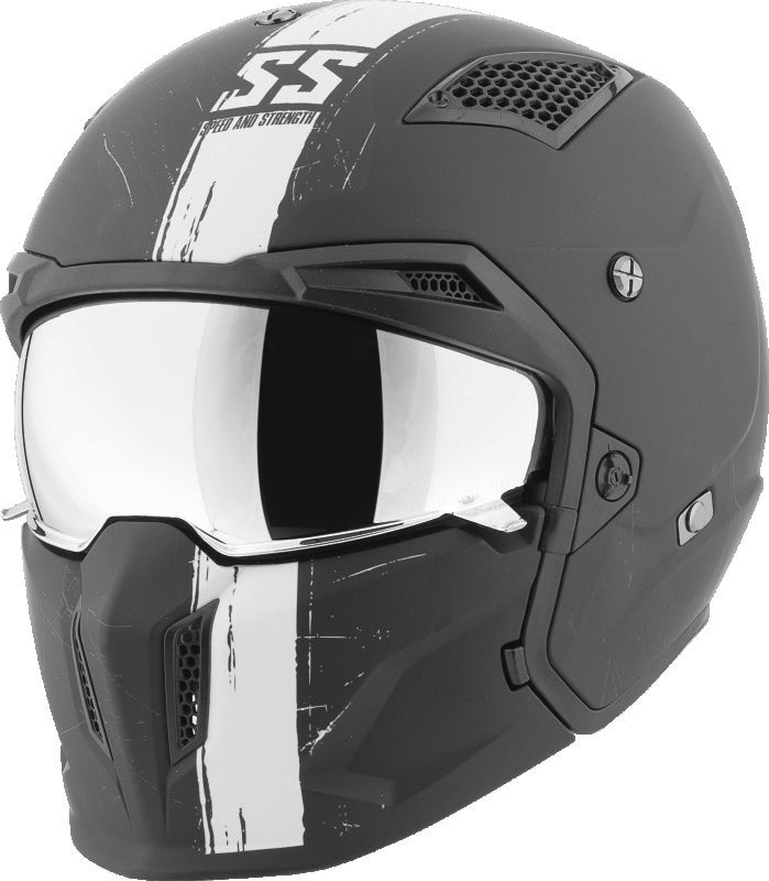 Speed and Strength SS2400 Tough As Nails Helmet Black/White - Small