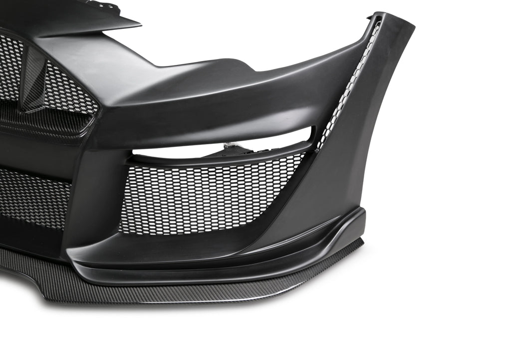 18-23 Ford Mustang GT500 Style Fiberglass Front Bumper W/Carbon Fiber Grille & Lip - AC-FB18FDMU-ST-PC