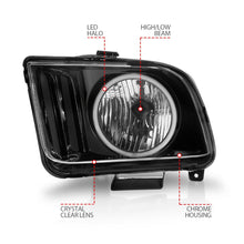 Load image into Gallery viewer, ANZO 05-09 Ford Mustang Crystal Headlights w/ RX Halo - 121033