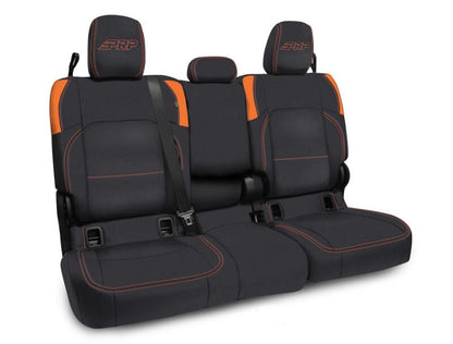 PRP Jeep Wrangler JT Rear Bench Covers - with Armrest - Black/Orange B056-07