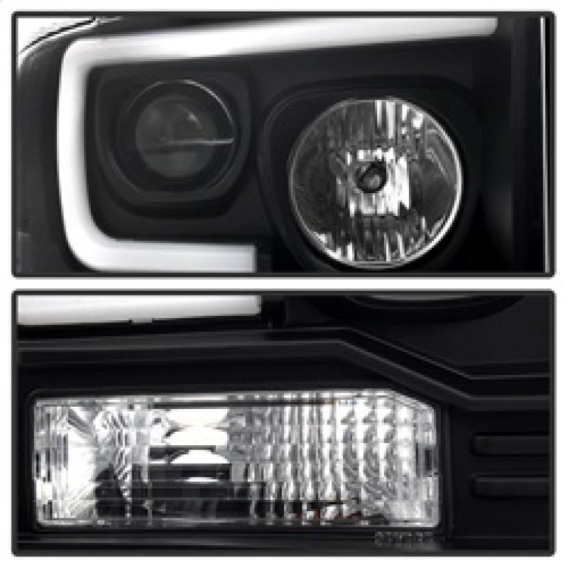 Spyder Ford F250/350/450 05-07 Projector Headlights - Light Bar DRL LED - Black PRO-YD-FS05V2-LB-BK SPYDER