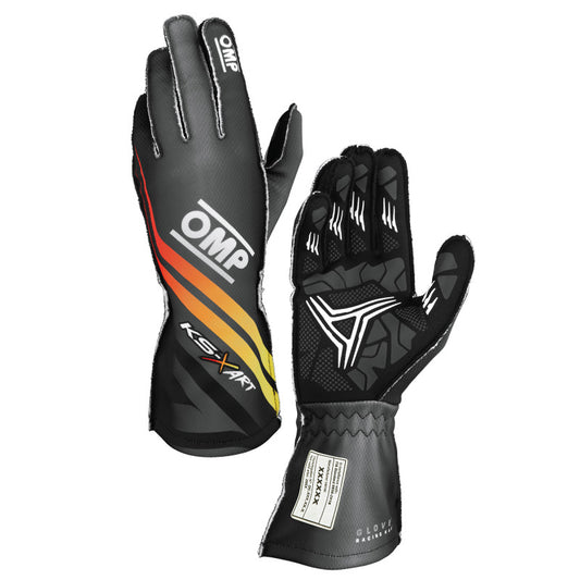 OMP KS-X ART GLOVES my2025 FIA 8877-2022 BLACK/YELLOW/RED SZ 5 (KIDS)