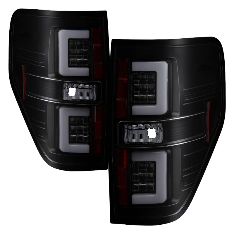 Spyder 09-14 Ford F150 V2 Light Bar LED Tail Lights - Blk Smoke (ALT-YD-FF15009V2-LBLED-BSM) SPYDER