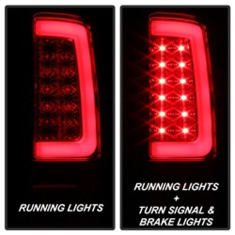 Spyder 07-13 GMC Sierra 1500 V2 Light Bar LED Tail Lights - Red Clear (ALT-YD-GS07V2-LBLED-RC) SPYDER