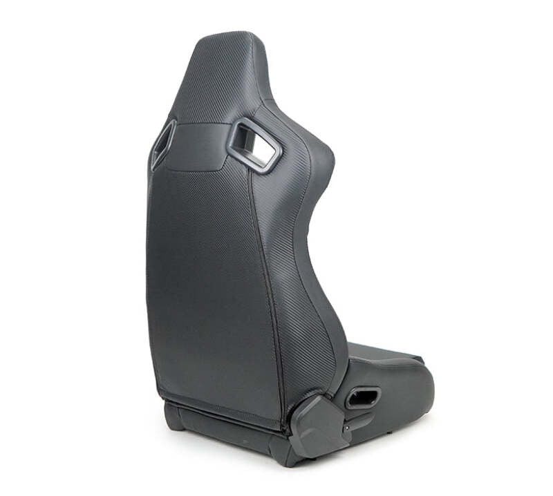 NRG Omega Reclinable Racing Seat (Pair) Black with Black Carbon Vinyl Back - RSC-750BK/BK L/R