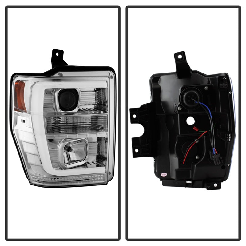 Spyder 08-10 Ford F-250 Super Duty V2 Light Bar DRL Projector Headlights - Chrm (PRO-YD-FS08V2-LB-C) SPYDER