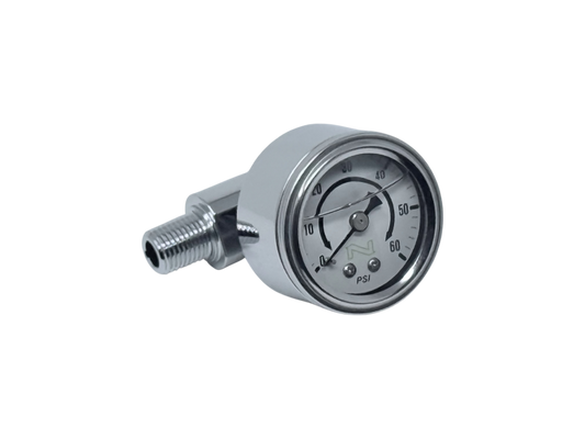 NAMZ HD Twin Cam/M8 NOS Chrome Oil Pressure Gauge Kt Wht Face/Liquid Filled/Billet Alum Cup/Chrome