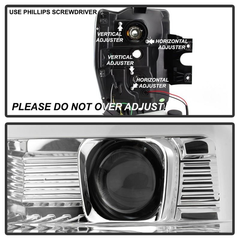 Spyder 08-10 Ford F-250 Ver 2 Proj Headlight - Switch Back Light Bar - Chrome - PRO-YD-FS08V2-SBLB-C SPYDER