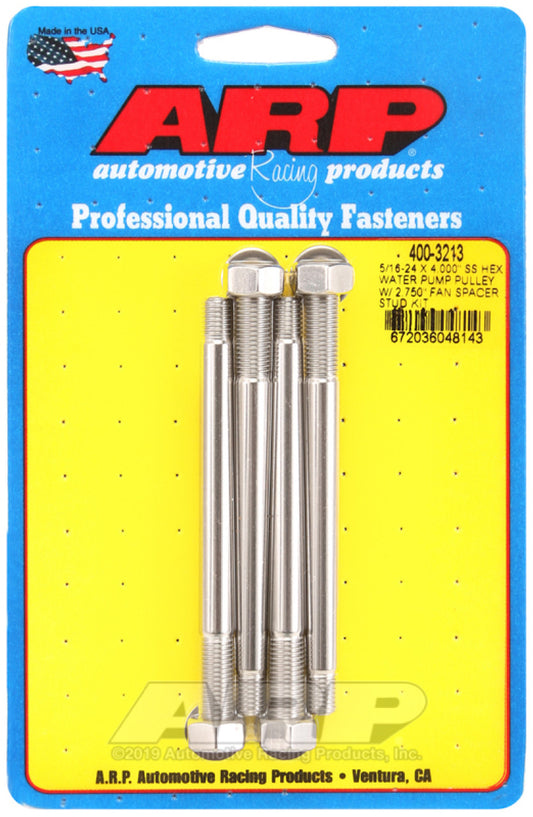 ARP 5/16-24 x 2.250 SS 12pt Water Pump Pulley w/1.000in Fan Spacer Stud Kit