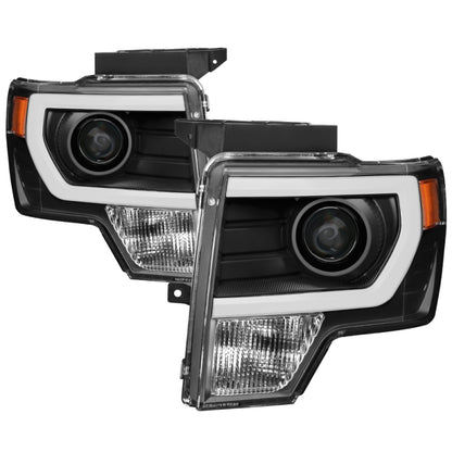 xTune Ford F150 Projector Headlights - Light Bar DRL - Black PRO-JH-FF15009-LBDRL-BK SPYDER