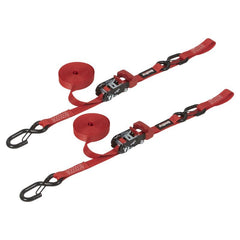 SpeedStrap 1In x 15Ft Ratchet Tie Down w/ Snap FtSFt Hooks Soft Tie (2 Pack) - Red