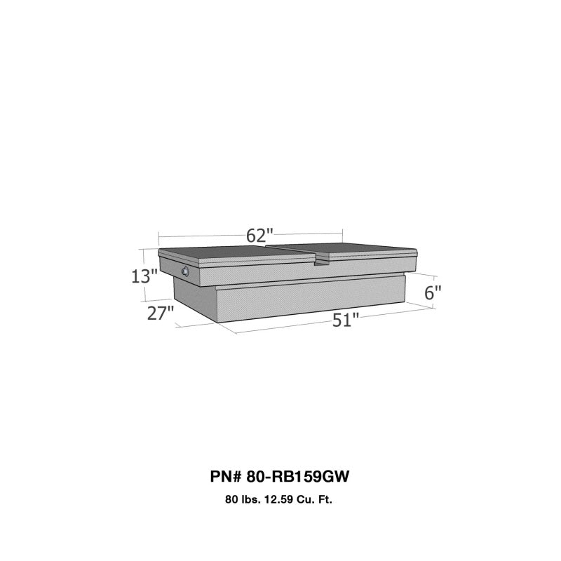 Westin/Brute Gull Wing Lid Mid Size / Down Size LB & SB wide & shallow - Aluminum