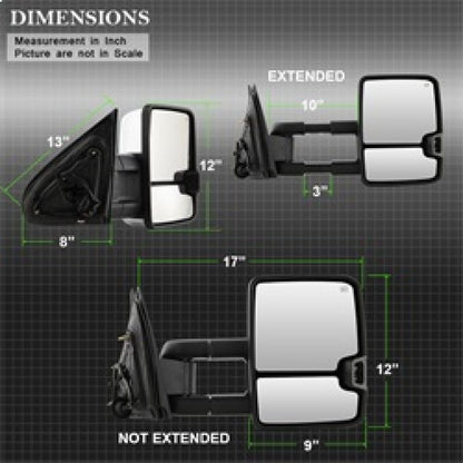 xTune Chevy Silverado 14-16 Heated Amber LED Signal Mirror Chrome MIR-CSIL14S-G3C-PWH-AM-SET SPYDER