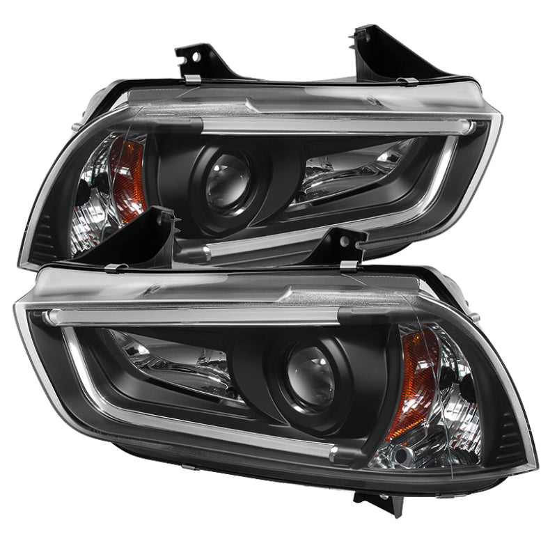 Spyder Dodge Charger 11-14 Projector Headlights Halogen - Light Tube DRL Blk PRO-YD-DCH11-LTDRL-BK SPYDER