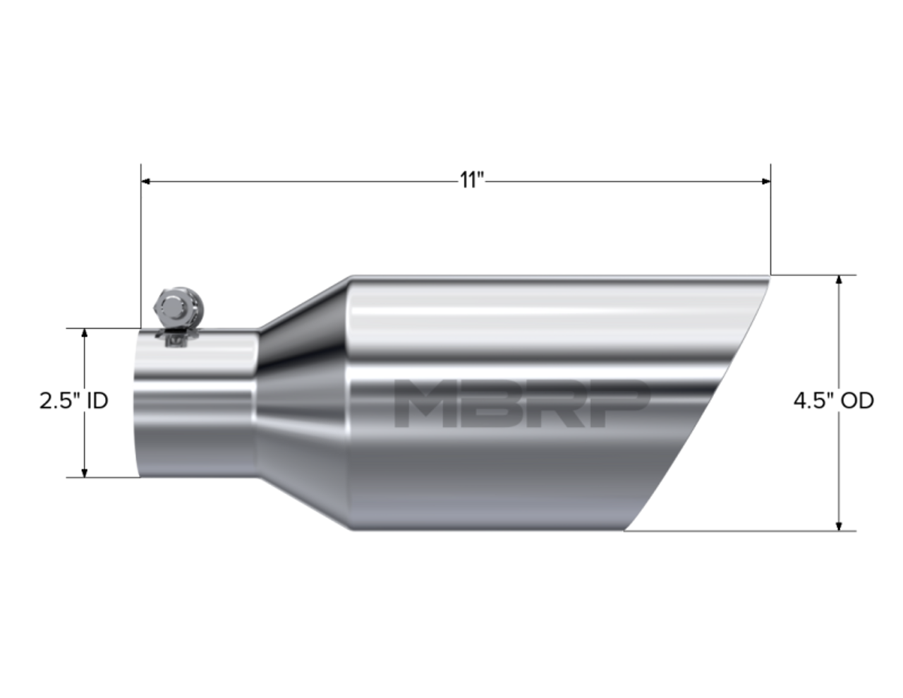 MBRP Universal Tip 4.5 O.D. Dual Walled Angled Rolled End 2.5 Inlet 12in Length - T304 - T5161 MBRP