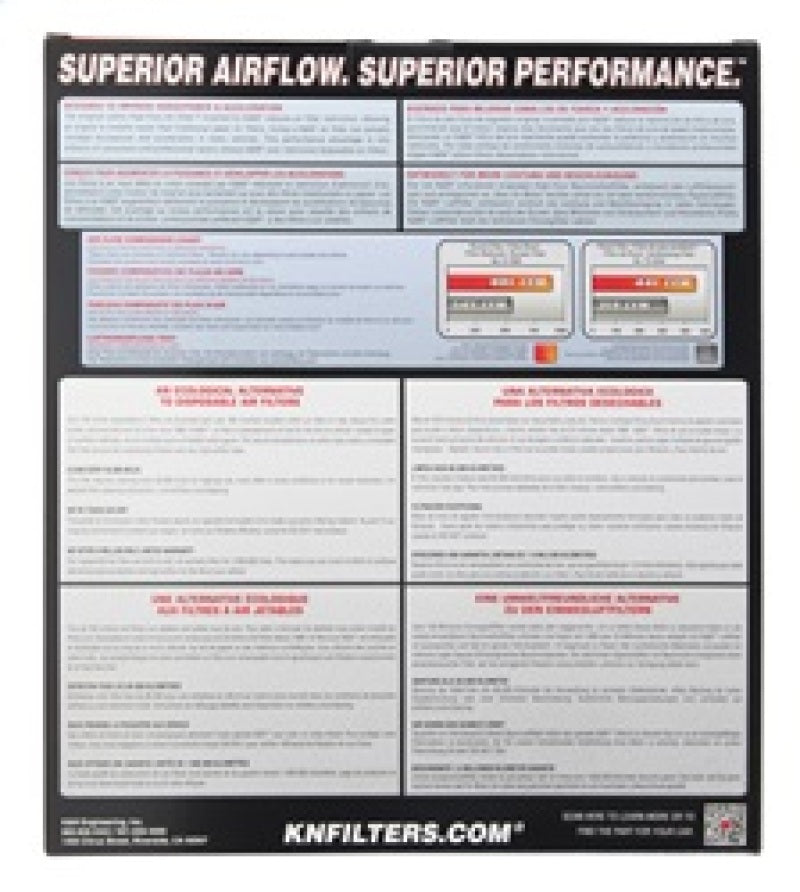 K&N Replacement Panel Air Filter 12.313in OS L x 10.313in OS W x 1.188in H for 13-14 Cadillac ATS K&N Engineering