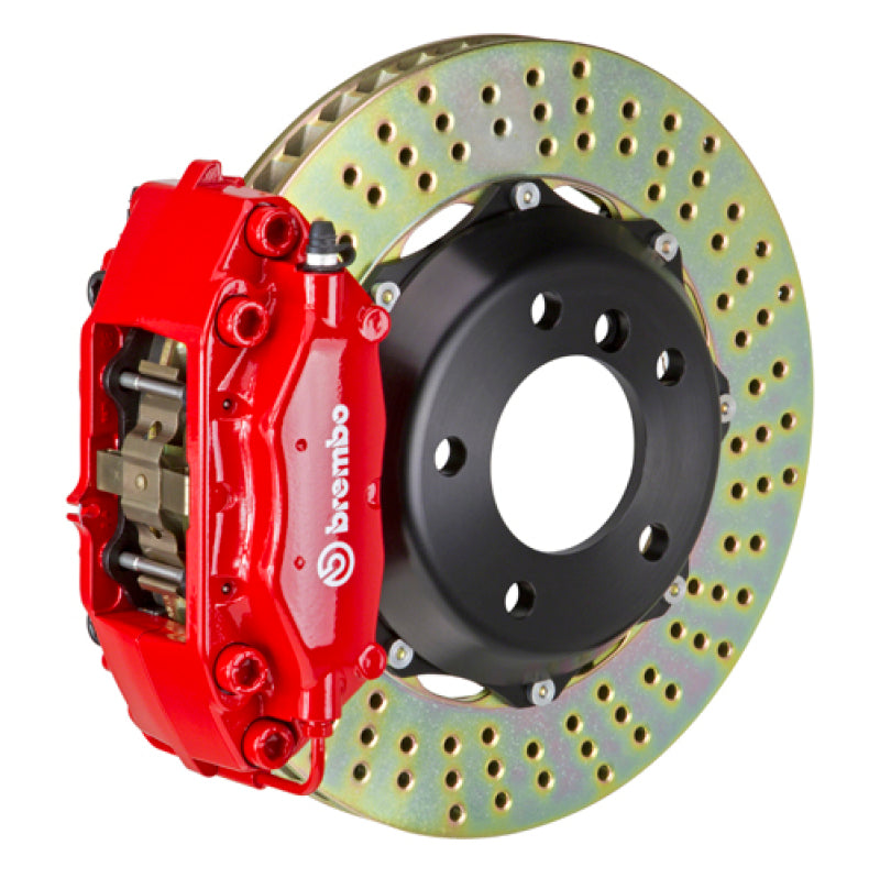 Brembo 02-06 Mini Cooper Front GT BBK 4 Piston Cast 2pc 320x28 2pc Rotor Drilled-Red Brembo