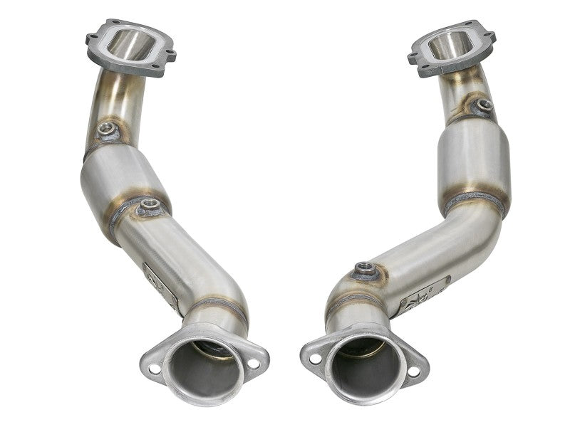 aFe POWER 14-18 Chevrolet Corvette C7 & Z06 Twisted Steel 3in 304 Stainless Steel Mid Pipe w/ Cat aFe