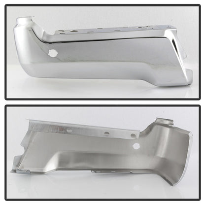 XTune 17-19 Ford F250/ F350 Rear Left Bumper Cap End w/ Sensor Hole - Chrome RB-FF25017-BEWS-L SPYDER