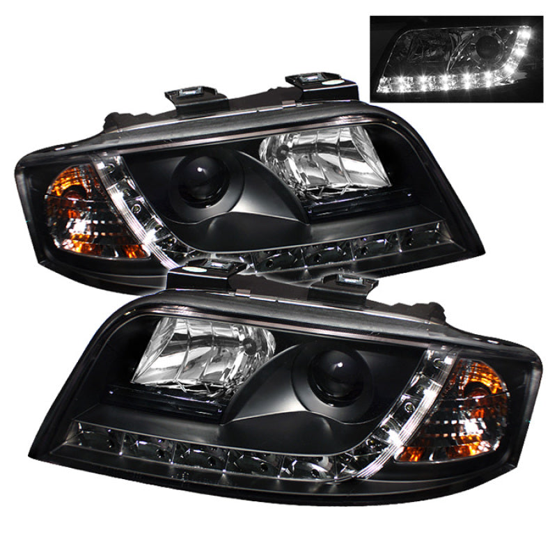 Spyder Audi A6 02-04 Projector Headlights Halogen Model Only - DRL Black PRO-YD-ADA601-DRL-BK SPYDER