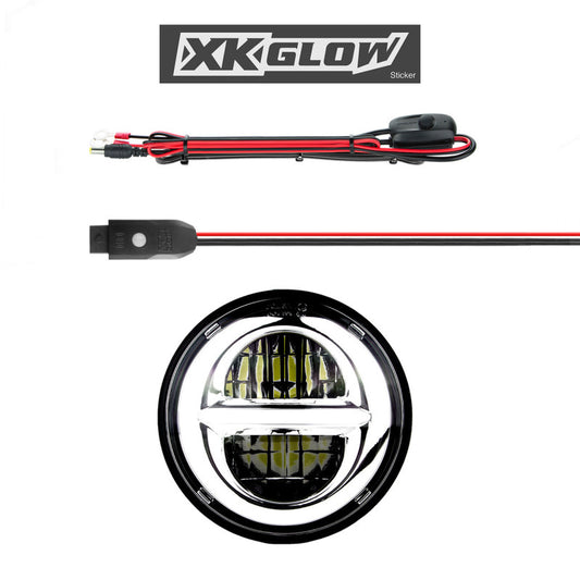 XKGlow Chrome Bezel 5.75in XKchrome LED headlight - Part XK-5IN-KIT-W