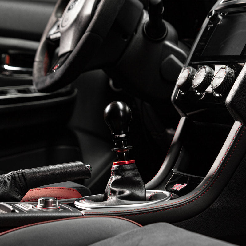 COBB Subaru 6-Speed Weighted COBB Shift Knob - Black (Incl. Both Red + Blk Collars) 213360-BK