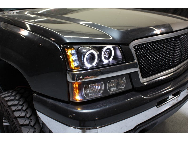 Spyder Chevy Silverado 1500 03-06 Projector LED Halo LED Amber Reflctr Blk PRO-YD-CS03-AM-BK SPYDER