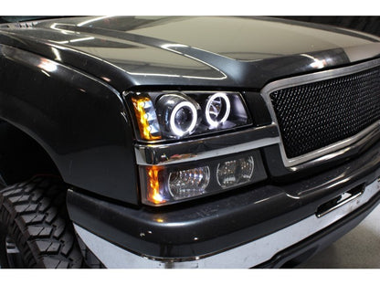 Spyder Chevy Silverado 1500 03-06 Projector LED Halo LED Amber Reflctr Blk PRO-YD-CS03-AM-BK SPYDER