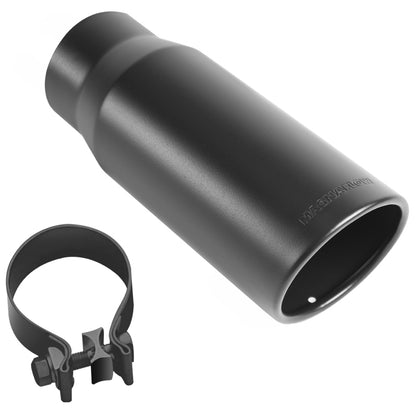 MagnaFlow Tip Stainless Black Coated Single Wall Round Single Outlet 5in Dia 3.5in Inlet 14.5in L Magnaflow