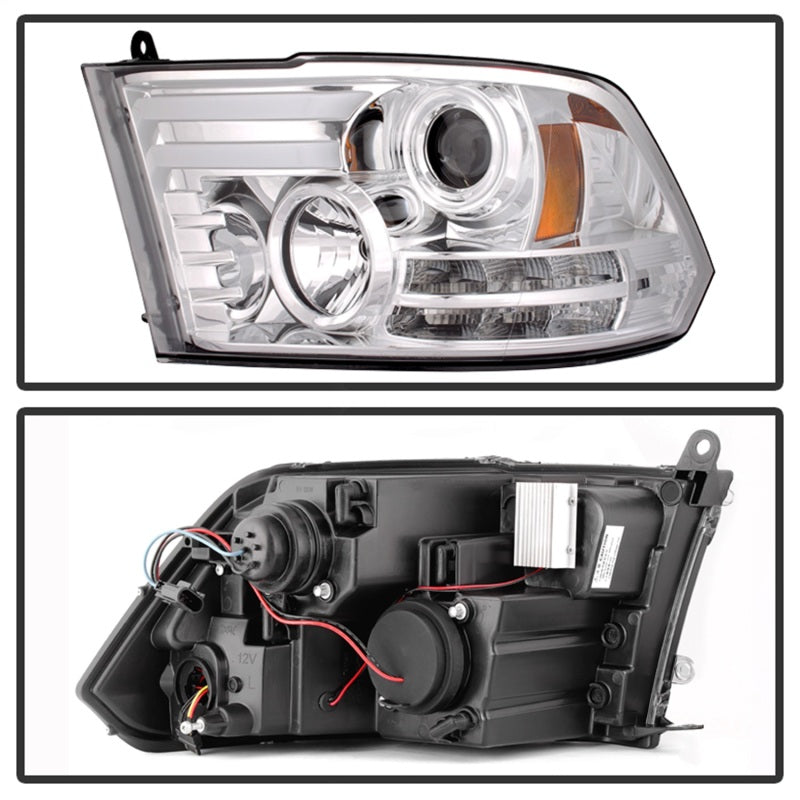 Spyder Dodge Ram 09-12 Projector Headlights Light Bar DRL Chrome PRO-YD-DR09-LBDRL-C SPYDER