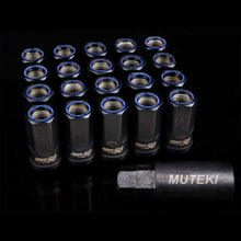 Load image into Gallery viewer, Wheel Mate Muteki HR50 Open End Lug Nuts - Black w/ Blue Ring 14x1.50