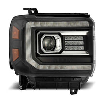 Load image into Gallery viewer, AlphaRex 14-18 GMC Sierra LUXX LED Proj Headlights Plank Style Black w/Activ Light/Seq Signal/DRL AlphaRex