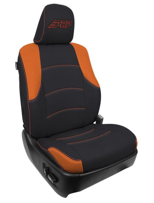 PRP 11-24 Toyota 4Runner Front Seat Covers (Pair) - Black/Orange B066-05