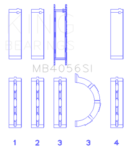 King Engine Bearings Ford 155 (Size +0.75mm) Main Bearing Set