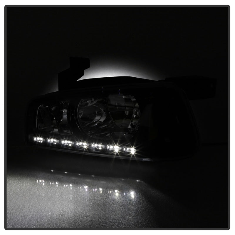 Xtune Dodge Charger 06-10 1Pc LED Crystal Headlights Black HD-ON-DCH05-1PC-LED-BK SPYDER