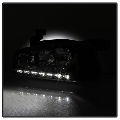 Xtune Dodge Charger 06-10 1Pc LED Crystal Headlights Black HD-ON-DCH05-1PC-LED-BK SPYDER