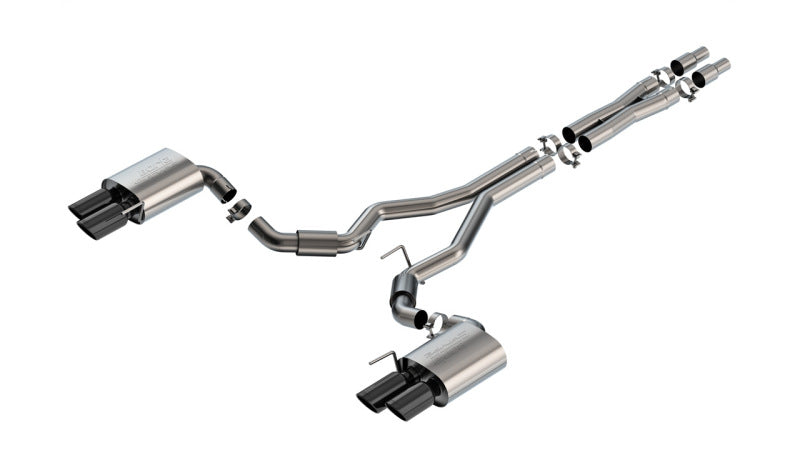 Borla 2024 Ford Mustang GT 5.0L V8 3 in S-Type Catback Non-Active Exhaust- Black Chrome Quad Tip Borla