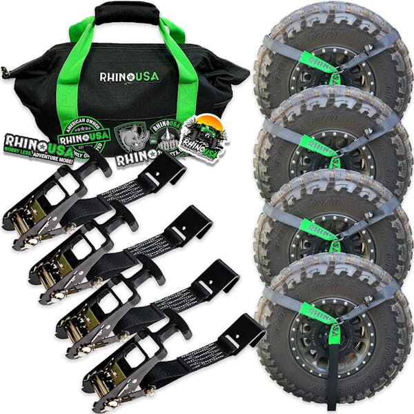 Rhino USA Lasso Straps; Basket Straps - Black - Flat Hook
