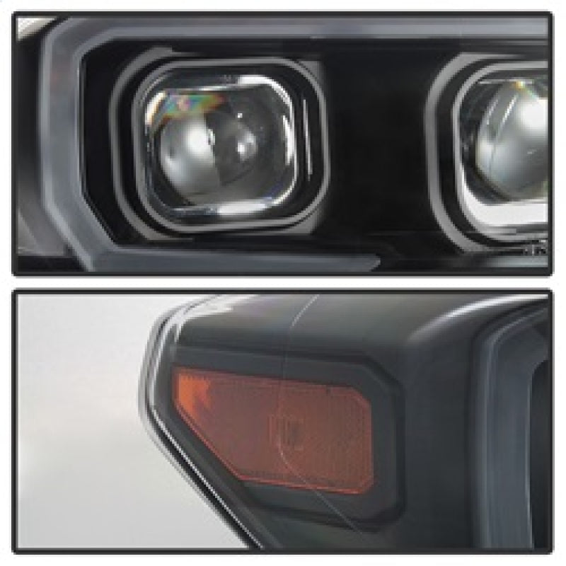 xTune Toyota Tacoma 16-18 DRL Light Bar Projector Headlights - Black PRO-JH-TTA16-LBDRL-BK SPYDER