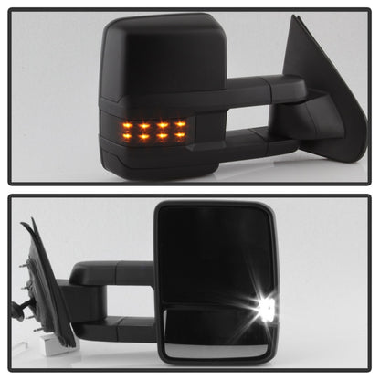 xTune Chevy Silverado 14-16 Heated Smoke LED Signal Telescoping Mirrors MIR-CSIL14S-G2-PWH-SM-SET SPYDER