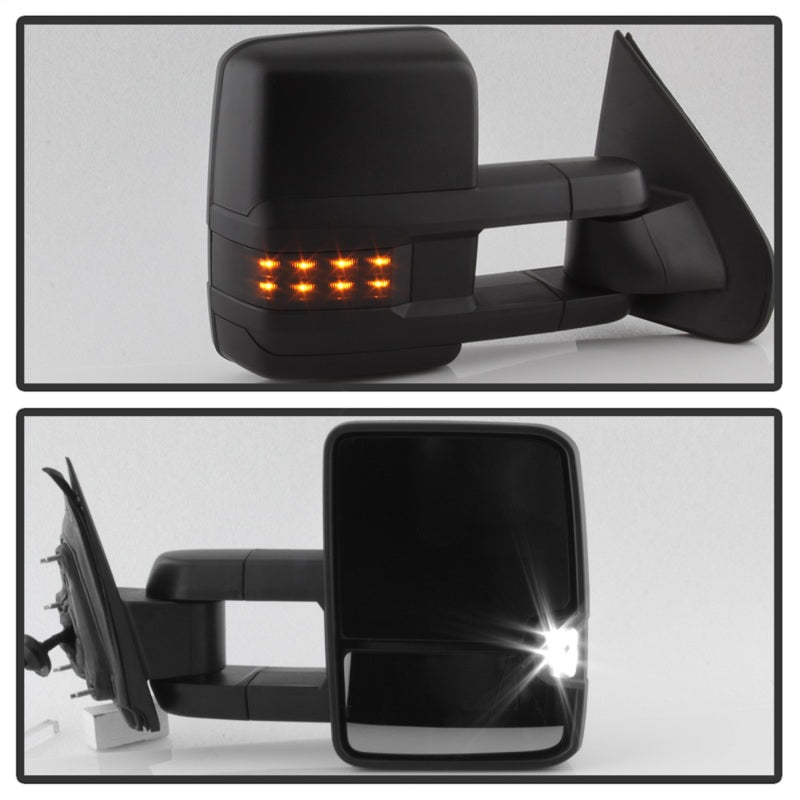 xTune Chevy Silverado 14-16 Heated Smoke LED Signal Telescoping Mirrors MIR-CSIL14S-G2-PWH-SM-SET