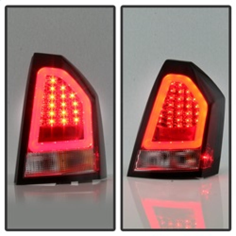 Spyder 05-07 Chrysler 3000C Verison 2 Light Bar LED Tail Lights - Red Clear (ALT-YD-C305V2-LED-RC) SPYDER